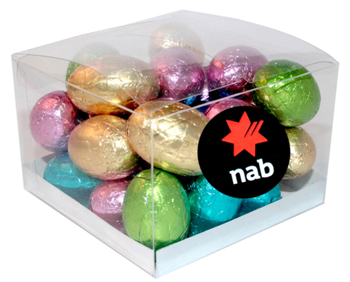 Picture of MINI SOLID EASTER EGGS IN a Clear Cube 220g