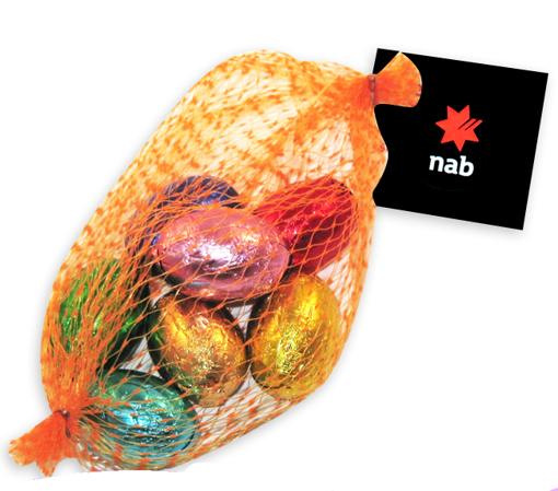 Picture of Mesh Bag Filled with 50g Solid Milk Chocolate Eggs