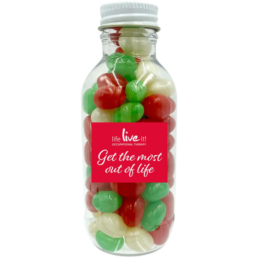 Picture of No Neck jar with Christmas Jelly beans with logo sticker